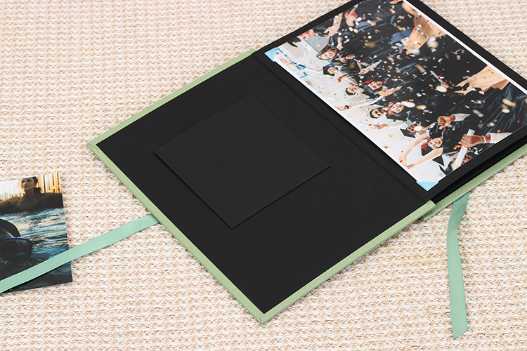 álbum de fotos de casamento com papel de seda